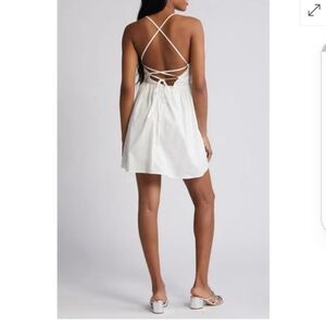 SZ Large Nordstorm BP crosswalk white cotton sundress strappy cut low back